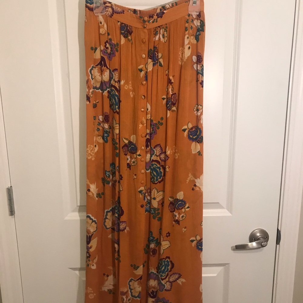Mustard Floral Maxi Skirt